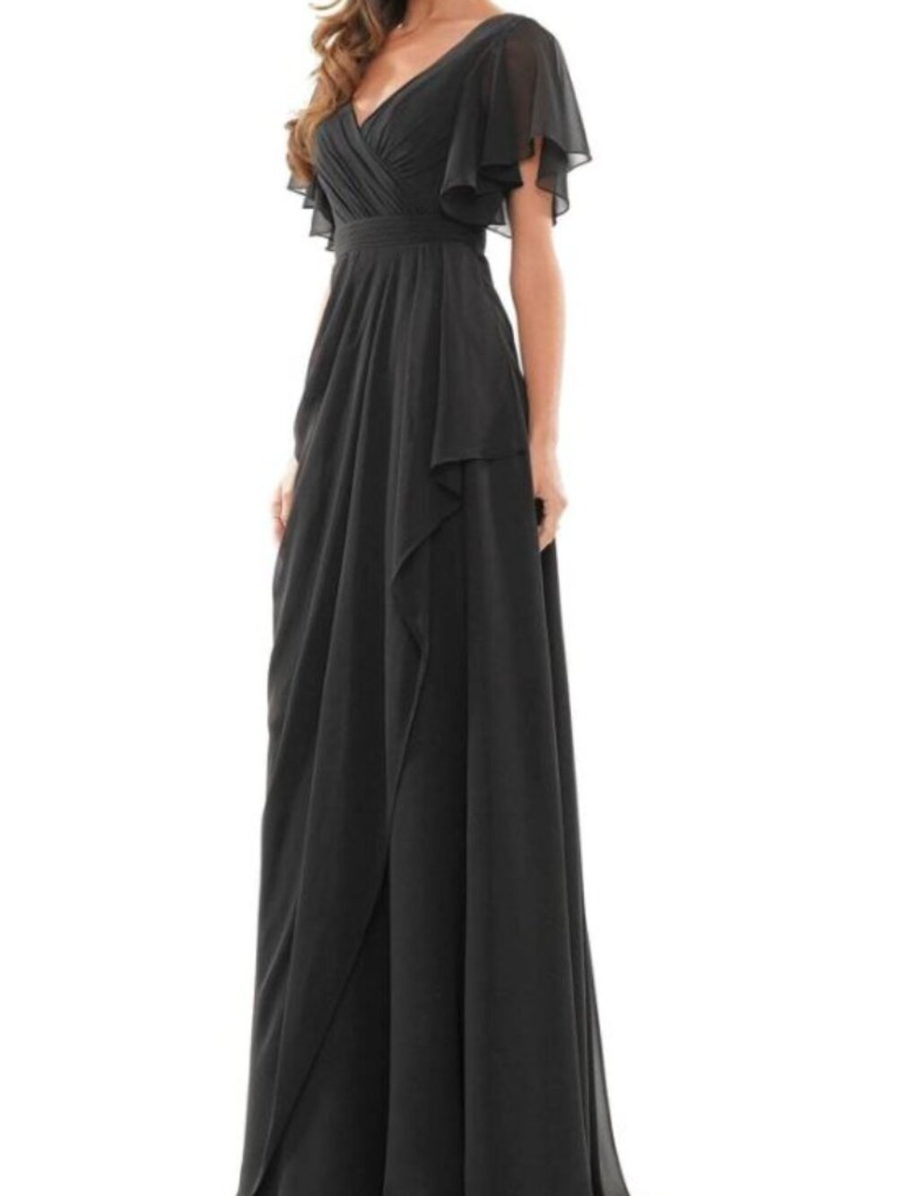 NWT Marsoni by Colors M320 Flutter Sleeves Evening Dress Black Size 6
